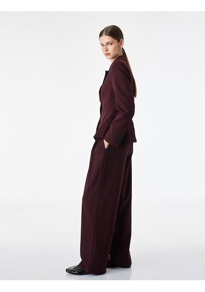 Koton Geniş Yaka Dikiş Detaylı Düğmeli Blazer Ceket Bordo 7wak50077uw