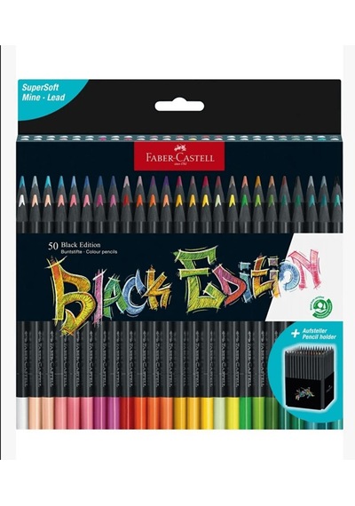 Faber Castell Black Edition 50 Renk Kuru Boya Ve 12 Renk Skin Tones İkisi Birarada Set Çok Renkli