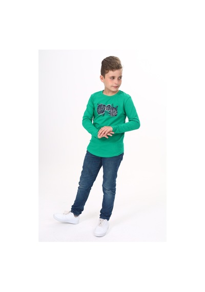 Toontoy Kids Toontoy Erkek Çocuk Yaprak Baskılı Tişört Yeşil