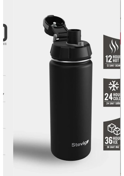 Stevig St-207 1 Hand Leak-proof Sızdırmaz Çelik Termos 500ml Black Siyah