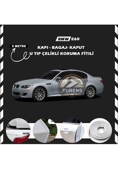 Bmw E60 Oto Araç Kapı Koruma Fitili 5metre Parlak Beyaz Renk