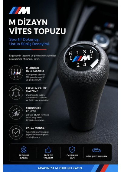 Bmw M Vites Topuzu Deri Manuel Siyah