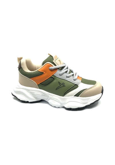 Cool Birian-26 Bağcık Görünümlü Cırt Cırtlı Sneaker Ortopedik Çocuk Spor Ayakkabı Haki