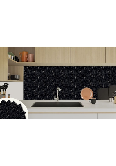Tink Kendinden Yapışkanlı Siyah Mermer Desenli Pvc Karo 30x30 Cm