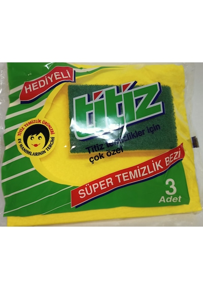 Titiz Süper Temizlik Bezi 3'lü + Sünger