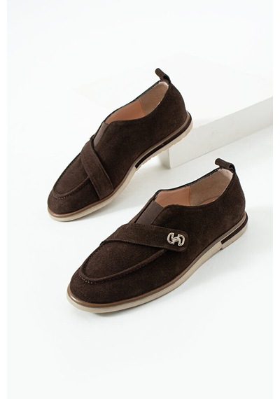 Dericia Shoes Glamour Hakiki Deri Süet Kadın Günlük Rahat Casual Ayakkabı Kahverengi