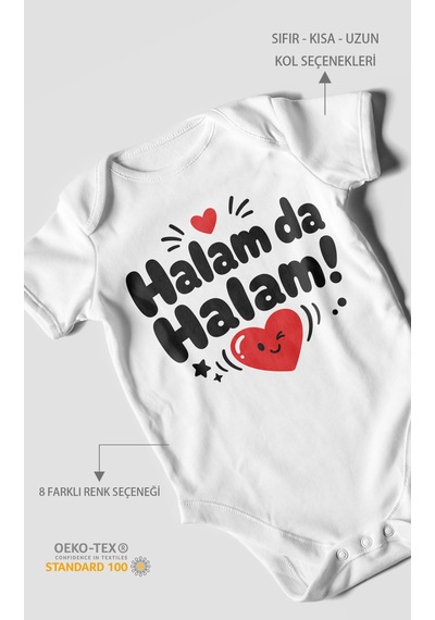 Morivokids Halam Da Halam Kısa Kollu Bebek Body %100 Pamuk Beyaz