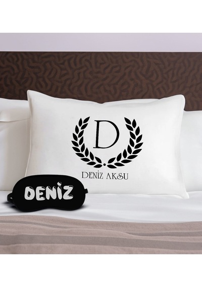 Bk Gift Kişiye Özel İsimli Pamuklu Yastık Kılıfı Ve Göz Bandı Uyku Seti-4, Tasarım Ev Tekstili, Uyku Bandı, Ev Hediyesi