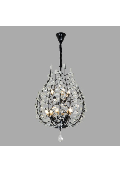 Donna Siyah 55'lik Kristal Taşlı Modern Koridor, Salon Avize Siyah