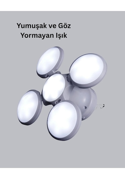Ers Solar Güneş Enerjili Ve Usb Şarjlı 5 Kanatlı Led Kamp Lambası Çok Renkli