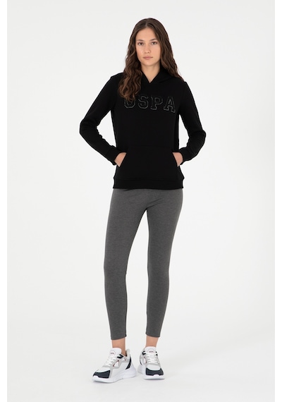 U.S. Polo Assn. Kadın Siyah Basic Kapüşonlu Sweatshirt 50296931-VR046