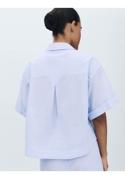 Marks & Spencer Pamuklu Pijama Üstü T37003740T Mavi