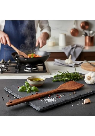 Doğal Akasya Ağacından El Oyması Servis Çatalı 26cm Antibakteriyel, Dayanıklı Ve Çevre Dostu Ahşap Kaşığı Şık Ve Uzun Ömürlü Mutfak Gereci Akasya Geniş Spatula 0