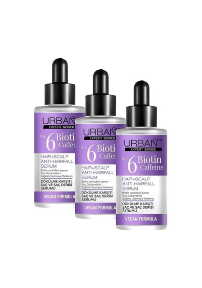 Expert No.6 Biotin Caffeine Dökülme Karşıtı Saç Bakım Serumu, 50 Mililitre, Vegan 3 Paketi
