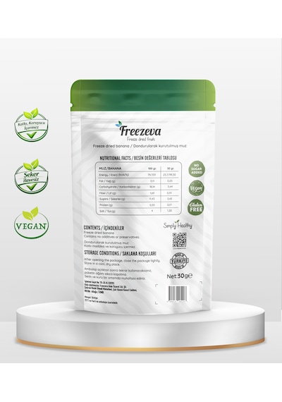 Dondurularak Kurutulmuş Muz 30 Gr - Freeze Dried Muz Kuru Meyve Cipsi 30 G
