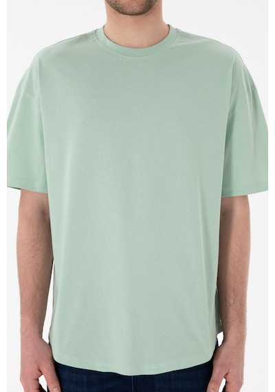 U.S. Polo Assn. Erkek Long Fit Bisiklet Yaka Su Yeşili Basic Tişört 50305988-VR048