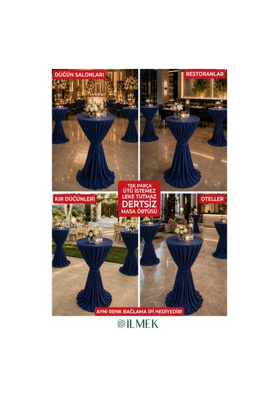 Dertsiz Bağlamalı Bistro Masa Örtüsü - Düğün Davet Organizasyon Otel Restoran Kokteyl Masa Örtüsü Gece Mavisi Gece Mavisi Dertsiz Bağlamalı Bistro Masa Örtüsü - Düğün Davet Organizasyon Otel Restoran Kokteyl Masa Örtüsü Gece Mavisi Gece Mavisi