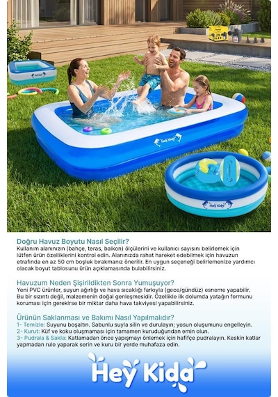Heykida Swim Safe Dikdörtgen Havuz 265x175x50cm Mavi
