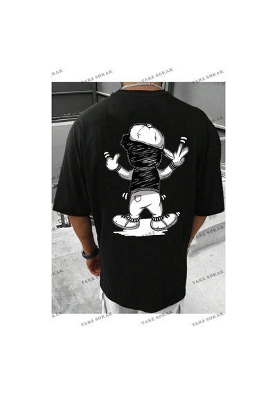 Tarzsokak Unisex Kadın/erkek Bear Özel Baskılı Renkli Oversize Penye Siyah Tarzsokak Unisex Kadın/erkek Bear Özel Baskılı Renkli Oversize Penye Siyah