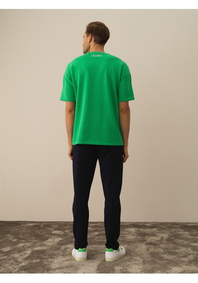 Xint Yeşil Oversize Bisiklet Yaka Pamuklu Tişört 502051