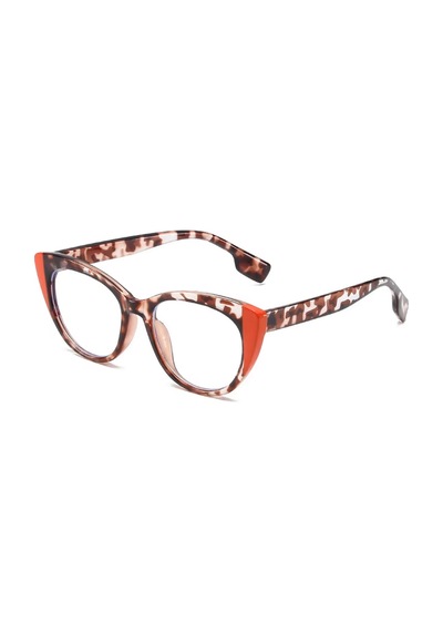 Metora Leopar Desen Kırmızı Kemik Çerçeve Kedi Gözü Vintage Retro Gözlük Vizon