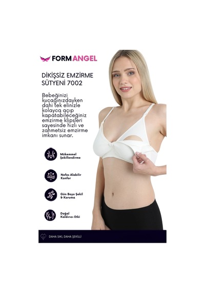 Form Angel Emzirme Sütyeni Klipsli Desteksiz Balensiz Hamile Lohusa Esnek Yumuşak Emzirme Sütyeni - 5 Adet Beyaz