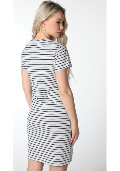 Defys Kadın Regular Fit Çizgili Kısa Kollu Elbise Gri-siyah - 527884313 Gri-siyah