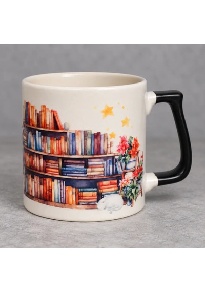 Kedili Kitaplık Kupa Beyaz - Siyah