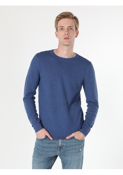 Colin's Regular Fit Bisiklet Yaka Normal Kesim Mavi Erkek Kazak CL1046786_Q1.V2_INN İndigo