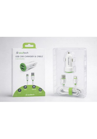 Soultech 3.1a Micro Usb Araç Şarj Cihazı Ve Kablo Seti Usb Oto Şarj