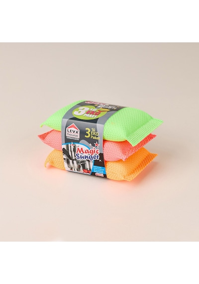 House 3'lü Sihirli Sünger - Asorti - 13x7 Cm Çok Renkli