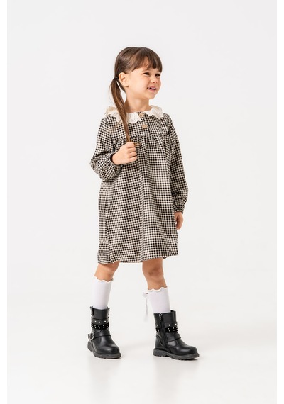 Smile Kids Düğmeli Kız Elbise Siyah