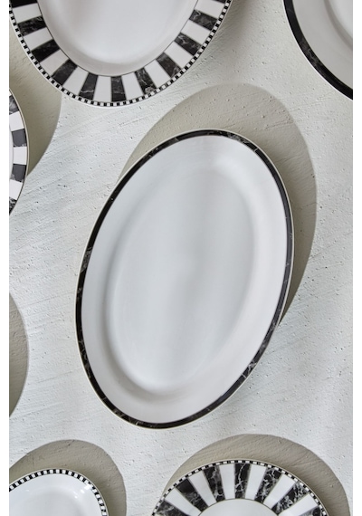 Karaca Damalı Küçük Porselen Kayık Tabak 30 cm