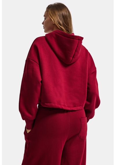 Kadın Bordo W6-35 Sweatshirt Eşofman Pantolon 2'li Nakış Figürlü Tasarım Takım