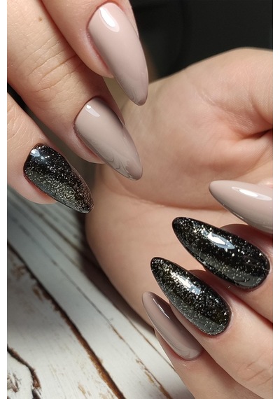 Alix Avien Gold Işıltılı Siyah Kalıcı Oje 108-yoğun Renk Veren Jel Oje 12 Ml-nail Uv Gel Polish 108