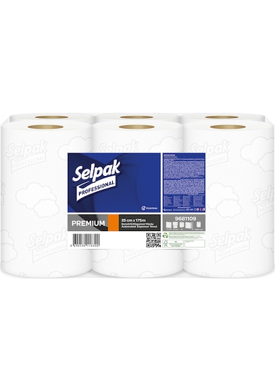 Selpak Professional Premium Sensörlü Dispenser Rulo Havlu 6'lı 25 CM x 175 M