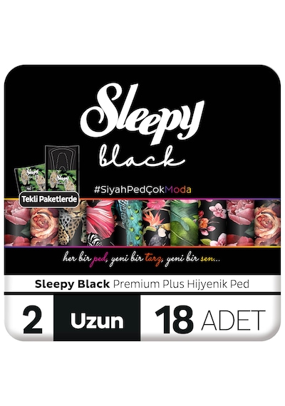 Sleepy Black Premium Plus Hijyenik Ped Uzun 18 Adet