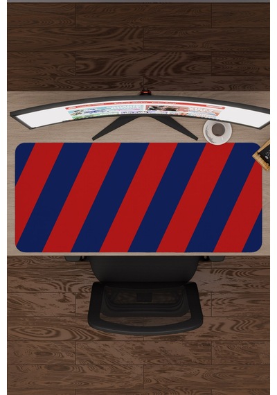Kırmızı Lacivert 90x40 Xxl Taraftar Gaming Oyuncu Mouse Pad Kaymaz Taban Büyük Fare Altlığı Şerit