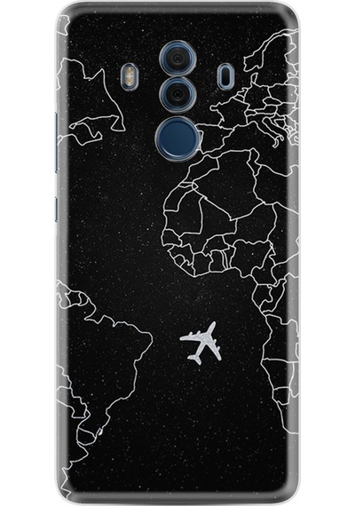 Huawei Mate 10 Pro Kılıf Silikon Desenli Black Plane 1868