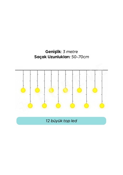 Robeve Işıklı Yılbaşı Top Led Led Işık Saçak Led Top Dekoratif Yılbaşı Led 2.5 Metre 138 Led 8 Fonksiyonlu 8 Modlu Led Işık Günışığı Perde Led Gün Işığı