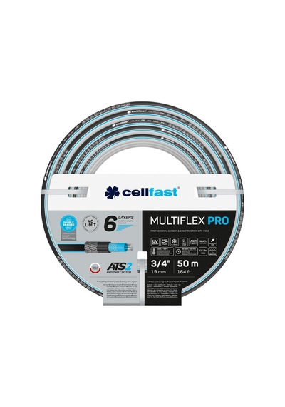 Cellfast Multiflex Pro 6 Katmanlı Bahçe Sulama Hortumu 3/4" 50 M
