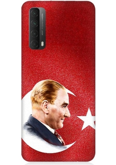 Huawei P Smart 2021 Uyumlu Bayrak Ve Mustafa Kemal Atatürk Desenli Silikon Kılıf