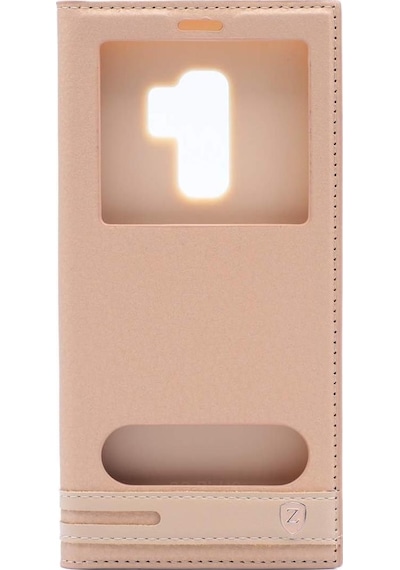 Zore Galaxy S9 İle Uyumlu Elite Serisi Pencereli Kapaklı Kılıf Gold