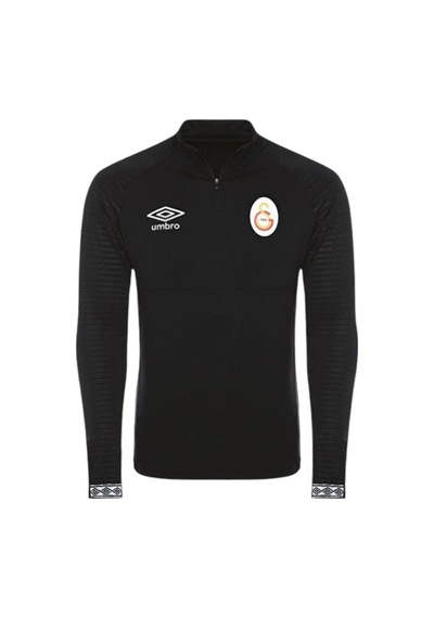 Galatasaray Lisanslı Yarım Fermuar Siyah Sweat Uv Ahşap Kutu Siyah