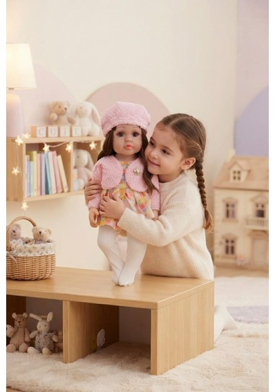 Emzikli Sevimli %100 Et Bebek - 50 Cm Konuşan Gerçekçi Oyun Arkadaşı İnteraktif Eğitici Oyuncak