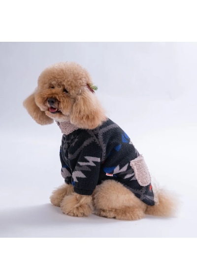 Pawstar Gri Chicago Ethnic Weave Küçük Irk Köpek Pofuduk Ceket