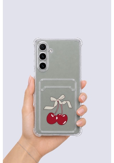 Samsung Galaxy Uyumlu A16 Kartlıklı Kiraz Desenli Kılıf Çok Renkli