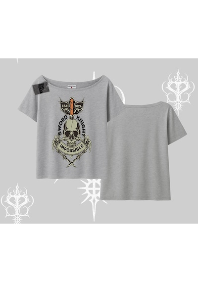 Startmore Startmore Kayık Yaka Tshirt Sword Knight Skull Impossible Street Creed Gri