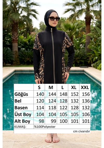 Spor Likra Tam Kapalı Tesettür Mayo 6218 Siyah11