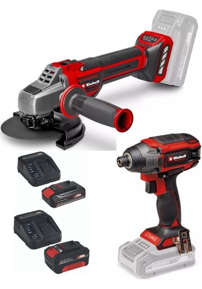 Einhell TP-CI 18/220 Li Bl Vidalama + TP-AG 18/125 Ce Q Avuç Taşlama 2.5AH+4.0AH Kömürsüz Set